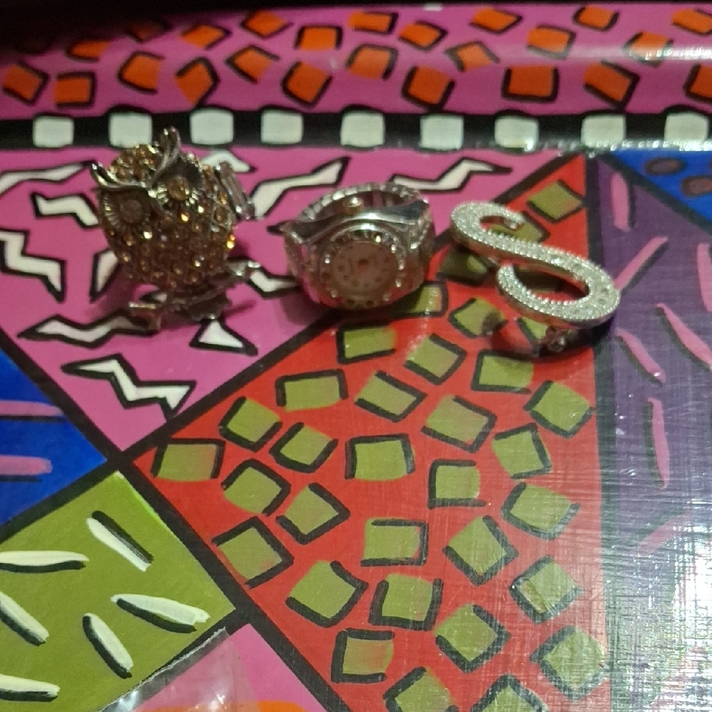 Silver and Gold Tone Owl Ring Set